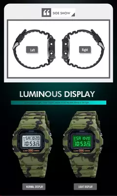 SKMEI-Relógios de pulso militares impermeáveis para homens, 1628 relógio esportivo, display LED, relógio masculino, contagem regressiva digital, 1988 - loja online