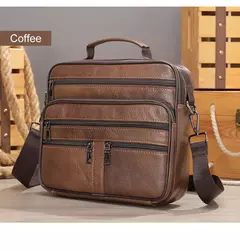 Bolsa de ombro de couro genuíno para homens Bolsa preta de couro, saco do mensageiro do escritório do negócio, saco crossbody masculino na internet