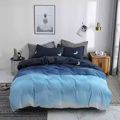 Galaxy capa de edredão lua estrelas consolador conjunto capa para crianças decoração do quarto feminino, azul gradiente céu estrelado céu estrelado conjunto cama na internet