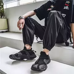 Sapato casual de malha leve masculino, meias respiráveis, tênis antiderrapante, sapato de pai versátil, popular, novo, 2024 - loja online