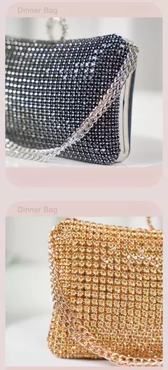 Sacos de noite de diamantes para mulheres, prata e ouro, bolsas de ombro luxuosas, banquete de casamento, bolsa de embreagem - loja online