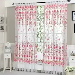 Peony Tule Cortinas para Porta e Janela da Cozinha, Jacquard Sheer Voile, Cortinas de Fios, Sala e Quarto, 100x200cm, Y, 1PC