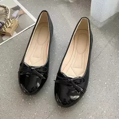 Mocassins de couro antiderrapante para mulheres, elegantes apartamentos bowknot, sapatos soltos, sapatilhas de bailarina confortáveis, sapatos para mães - comprar online