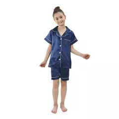 Conjunto de pijamas de cetim de seda infantil pijamas de bebê pijamas pijamas cor sólida, terno infantil, meninos, meninas, outono - comprar online