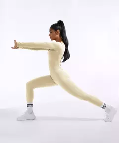 Imagem do Macacões de uma peça femininos de manga comprida macacão esportivo roupas de ginástica alta elástica ciclismo musculação bodysuit feminino