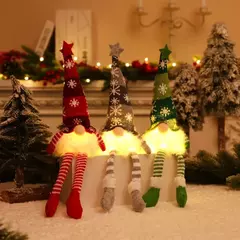 Natal Faceless Doll Gnome Ornamentos, Luz LED, Pelúcia, Artesanato de tricô, Decoração pendente, Decorações para crianças, Presente na internet