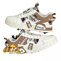 Imagem do Sapatilhas de skate de couro masculinas, sapatos casuais, esportes de corrida ao ar livre, caminhada, tênis, designer de plataformas, verão