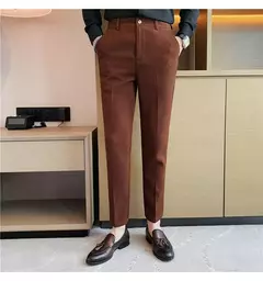 Calça waffle stretch masculina, calça reta justa, terno de festa social, roupa formal, alta qualidade, nova moda, 2022