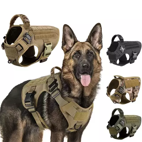 Arnês militar grande para treinamento de cães, colete para animais de estimação, buldogue francês, pastor alemão malinois, acessórios táticos para cães