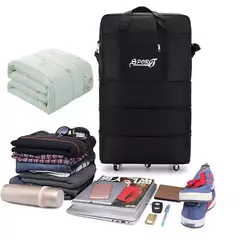 Mala de Viagem Expansível para Homens e Mulheres, Bagagem Trolley, Pacote de Viagem, Rodas, Dobrável, Versátil, Mala Preta, Weekend Trip, Weekend - loja online