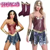 Anime maravilha mulher uniforme lutador saia de couro cosplay trajes diana príncipe cosplay roupas para mulheres capas de sapato de halloween