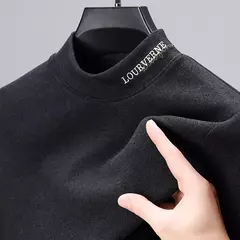 Camiseta de veludo alemã de alto grau masculina, meia gola alta, manga comprida bordada, moda britânica, camisa de fundo quente, nova, outono, 2023 - comprar online