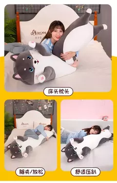 Adorável Husky Side Sleeping Body Pillow, longo travesseiro para cama e sofá, decorativo para casa, presente de aniversário fofo para crianças e adultos, 50-130cm - loja online