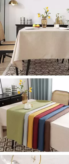 Tela resistente, moderna e simples e engrossada do linho do algodão do óleo impermeável da toalha de mesa de chá, cor sólida - comprar online