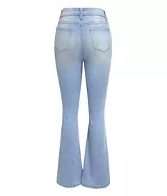 Calça jeans flare feminina, jeans de streetwear, ajuste solto, cintura alta, bolsos, buracos, comprimento do tornozelo, monocromático, mosca com zíper, primavera, 2021