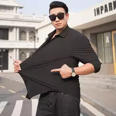 Camisas sem costura de alta qualidade masculina, manga longa, fina, casual, luxo