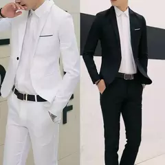Conjunto de terno de casamento Slim Fit masculino, blazers masculinos, traje de negócios, trajes formais, preto clássico, 2 peças