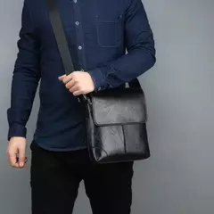 Imagem do Bolsa crossbody impermeável para homens, cor sólida, grande capacidade, pasta portátil, armazenamento de couro PU, sacos de ombro, meninos