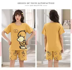 Desenhos animados pato impressão pijama conjuntos para jovens amantes, pijamas de algodão, ternos curtos para casais, moda homewear, verão, 4XL