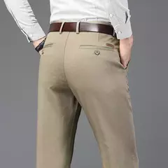 Imagem do Calça justa reta masculina, calça casual de negócios, terno elástico, marca chique, primavera, outono, moda masculina, 6 cores, 2023