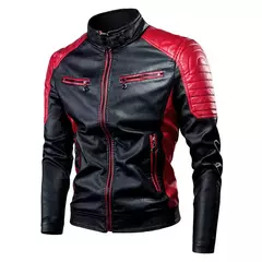 Jaqueta de couro fina masculina, emenda, locomotiva, retrô, moda lazer, mais vendida, primavera e outono, 2023 - loja online