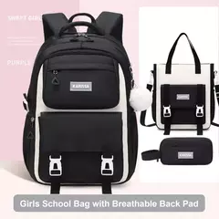 School Bag Set Inclui Study Bag e Pencil Case, Mochila de grande capacidade, Charme impermeável dos desenhos animados, Mochila de viagem ao ar livre, 3 pcs na internet