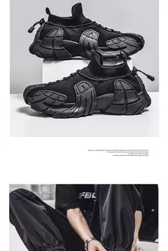 Sapato casual de malha leve masculino, meias respiráveis, tênis antiderrapante, sapato de pai versátil, popular, novo, 2024 - comprar online