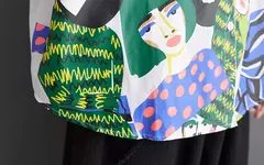 Estilo coreano blusa de manga curta para as mulheres, camisa estampada preta, ajuste solto, casual, tamanho grande, verão, jxs097 - Wolf Magazine