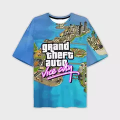 Homens e mulheres Grand Theft Auto Vice City 3D Print Streetwear, Camisetas de grandes dimensões, Tees crianças, Tops roupas, novo jogo, GTA - comprar online