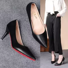 Bombas de couro macio para mulheres, salto alto fino, estilete feminino, preto, tamanho grande, moda sexy, novo, primavera, 2022