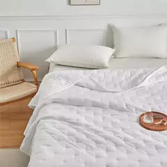 Conjunto de colcha acolchoada branca, capa de cama fina com fronha, cáqui sólido, EUA, Reino Unido, tamanho AU, cobertor de colcha de verão, cama de hotel, 2/3 peças - Wolf Magazine