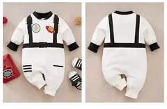 Bodysuit de astronauta meninos e meninas, manga longa, confortável, algodão, vestir-se, role playing, bonito, bebê, primavera e outono