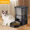 Rojoeco alimentador automático para animais de estimação, versão com botão, dispensador automático de comida para gatos, acessórios, controle inteligente, alimentador para animais de estimação para gatos, cães, alimentos secos