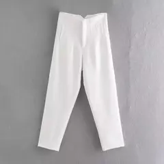Willshela-Calça reta de cintura alta feminina, calça de zíper frontal, comprimento total, moda feminina chique, vintage na internet