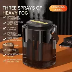 Umidificador Doméstico Criativo, Atomizador de Grande Capacidade, Três Jatos, USB, Silencioso, Desktop, Quarto, Dormitório, Escritório, Luz Noturna, 3L, Novo - comprar online