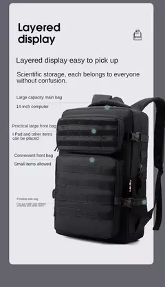Impermeável Outdoor Tactical Mochilas, Molle Nylon Mochila, Esportes, Camping, Caminhadas, Trekking, Caça, 35L, 1000D - comprar online