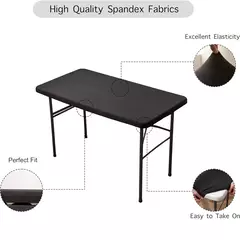Imagem do Elastic spandex toalha de mesa, 4/6/8ft, estiramento, retangular, lavável e resistente a rugas, para a mesa do pátio, 1 pc