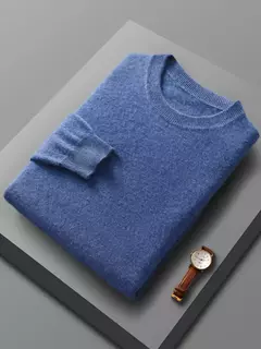 Pulôver de lã merino para homens, 100% lã pura, gola O, manga longa, malha de cashmere, roupas femininas, graça, primavera e outono na internet