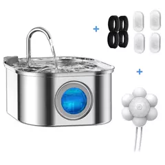 Imagem do Alimentador de água para animais de estimação, aço inoxidável, 3,2l, fonte automática para gatos, dispensador de água inteligente para cães, janela visual, tigela, acessórios para animais de estimação
