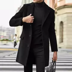 Casaco de lã de manga comprida masculino, peito único, quebra-vento britânico, tendência da moda, terno novo, outono e inverno, 2023 - comprar online