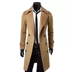 Casaco trespassado duplo masculino, jaqueta justa, monocromática, mistura de lã, moda casual, alta qualidade, novo, inverno, 2023 - comprar online