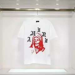 Camiseta solta com gola redonda de algodão masculino, estampa de letras, manga curta, estilo de rua alta, blusa casual, roupas tamanho grande, tendências - comprar online