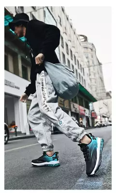 Imagem do Tênis de corrida acolchoados para homens, tênis antiderrapantes, botões rotatórios, adequados para exterior, casual, conforto, alta qualidade, venda quente