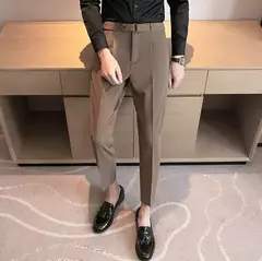 Calça de negócios justa masculina recortada, calça reta elástica, terno masculino de alfaiataria social, estiramento formal tressed, verão, 9 calças recortadas - comprar online