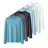 Camiseta de gola redonda masculina, naturalmente macia 94% modal, camiseta confortável, camiseta preta casual, ajuste regular, outono