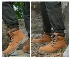 Imagem do Botas de segurança impermeáveis para homens, Botas de trabalho em aço indestrutível, Anti-Smash, Resistente a facadas, Sapatos de motociclista