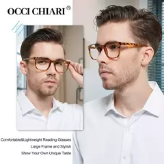 Óculos de leitura quadrados grandes para homens, anti luz azul, óculos acabados, óculos de computador presbiopia, leitor masculino - comprar online