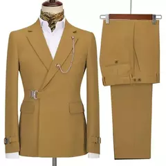 Blazer e calça masculina com lapela entalhada, fantasia justa, roupa de casamento, design italiano, festa, 2 peças, 2024 - comprar online