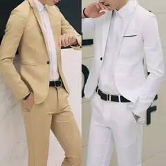 Conjunto de terno de casamento Slim Fit masculino, blazers masculinos, traje de negócios, trajes formais, preto clássico, 2 peças