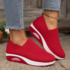 Mulas de plataforma ortopédicas antiderrapantes para mulheres, sapatos de caminhada para senhoras, cunha respirável, tênis femininos com almofada de ar, 2024